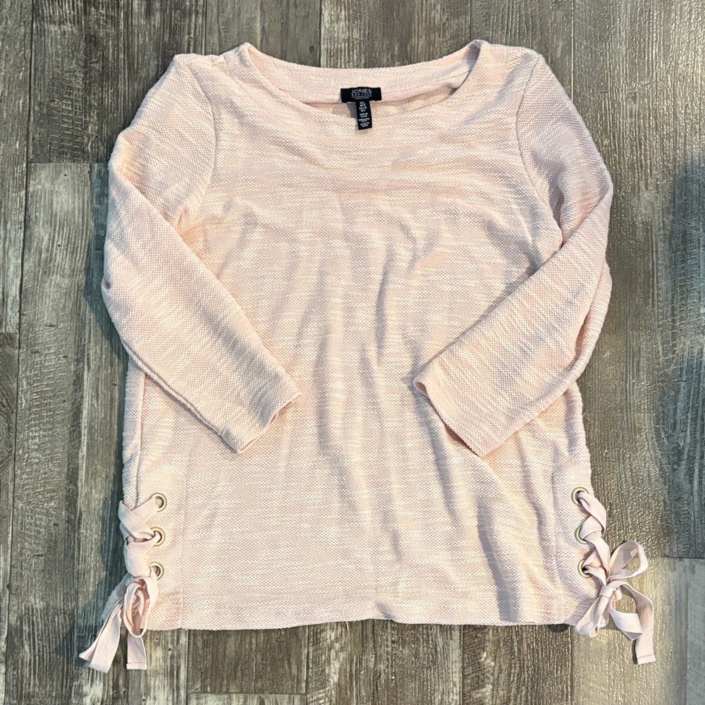 🍁 Jones New York Light Pink Lace-Up Sweater